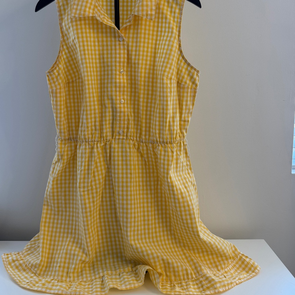 Yellow Gingham mini dress with collar
